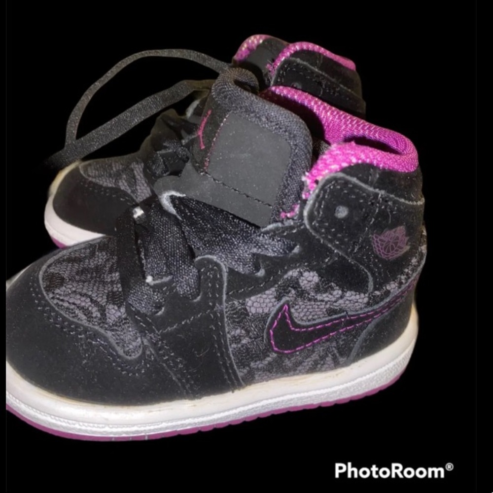 Black and purple lace Jordan’s